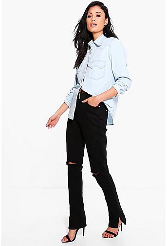 Abby High Waisted Distressed Kick Flare Jeans
