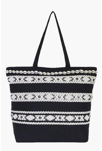 Iris Shell Detail Tassel Mono Shopper