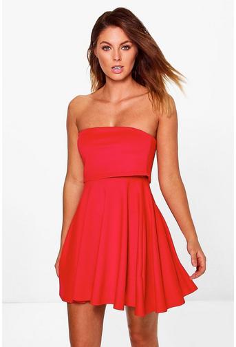 Maisy Double Layered Bandeau Skater Dress