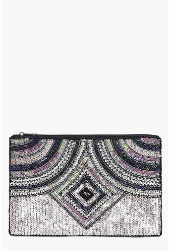 Maria Multi Bead & Sequin Clutch Bag