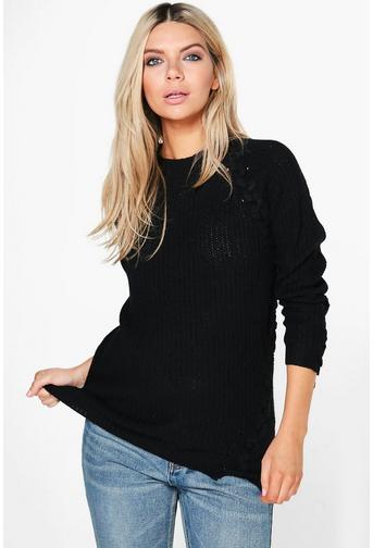 Paige Lace Up Detail Fisherman Jumper