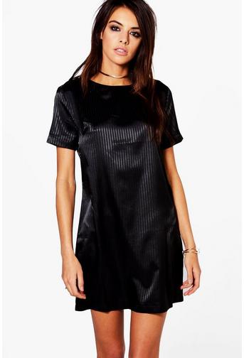 Franceska Fine Stripe Satin Shift Dress