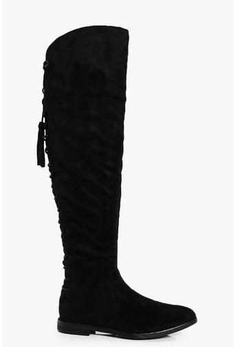 Tia Tie Back Flat Over The Knee Boot