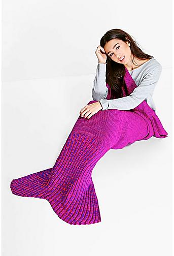 Purple & Pink Knitted Mermaid Tail Blanket