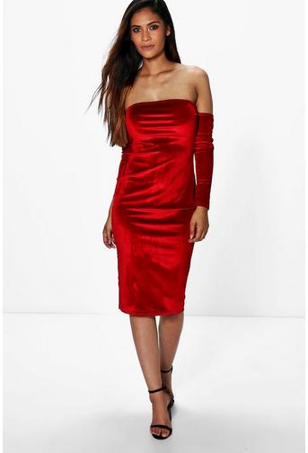 Niamh Velvet Off Shoulder Bodycon Dress