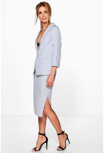 Heidi Woven Pencil Skirt With Split