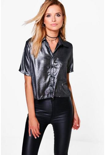 Connie Metallic Boxy Crop Shirt