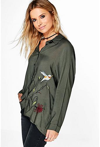 Aria Embroidered Woven Oversized Shirt