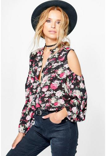 Alice Open Shoulder Printed Shirt