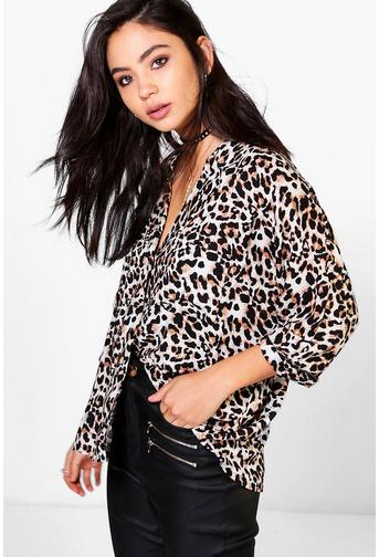 Jasmine Leopard Print Rever Collar Shirt