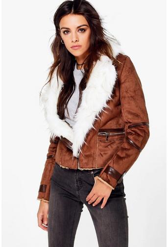 Emma Suedette Biker With Faux Fur Lining