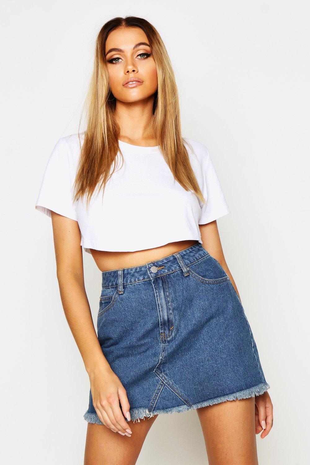 High Waisted Micro Denim Mini Skirt Boohoo 