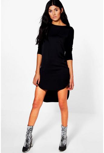 Anita Long Sleeve Dipped Hem Shift Dress
