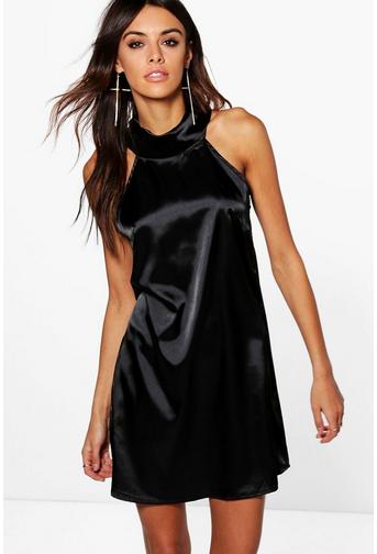 Francis Satin High Neck Shift Dress