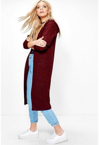 Jennifer Hooded Cable Midi Cardigan