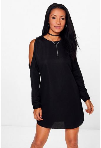 Rita Cold Shoulder Sweat Shift Dress