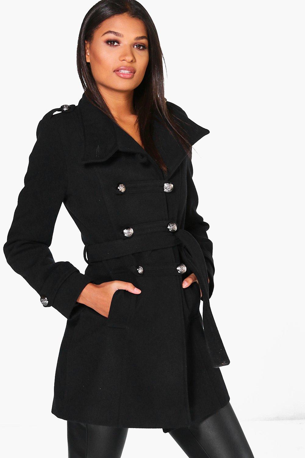 Boohoo Womens Jade Military Wool Look Coat