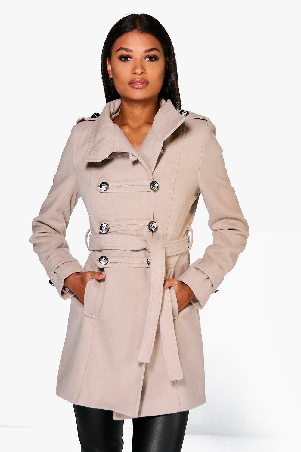 Boohoo Womens Jade Military Wool Look Coat