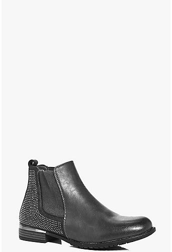 Lily Diamante Back Chelsea Boots