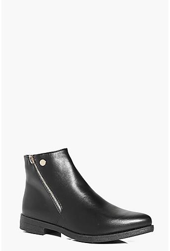 Emily Gold Zip Pointed Chelsea Boot