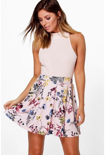 Lottie Floral Box Pleat Skater Skirt