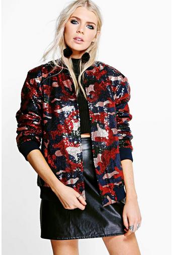 Marie Camo Sequin Bomber