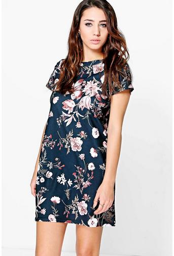 Louise Crew Neck Floral Shift Dress