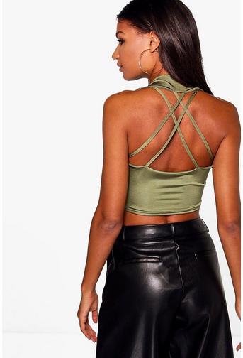 Katie Strappy Back Cowl Neck Crop Top