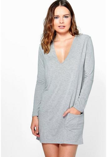 Alice V Neck Pocket Front Shift Dress