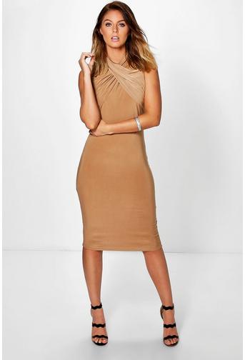 Kerry Twist Neck Slinky Midi Dress
