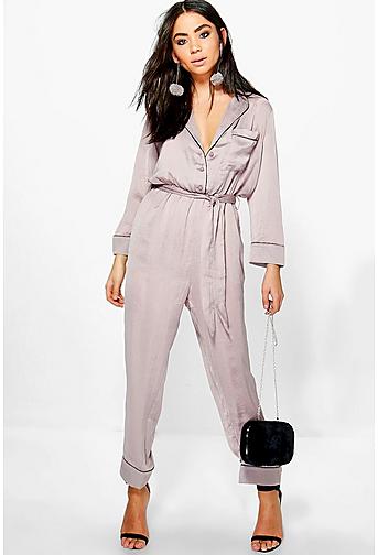 Jen Contrast Piping Pyjama Style Jumpsuit