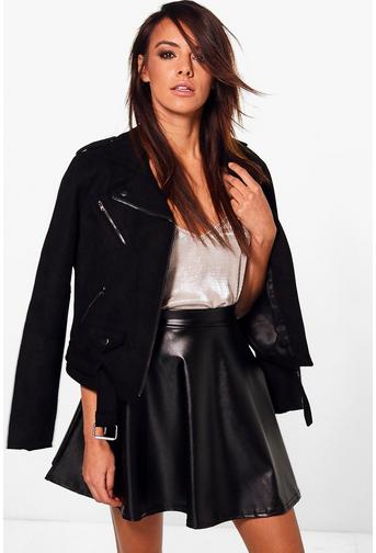 Harlow Leather Look Full Skater Skirt