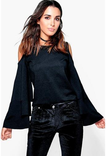 Sophia Cold Shoulder Frill Sleeve Top