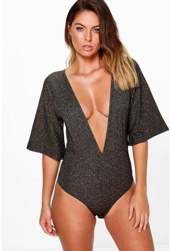 Melissa Metallic Kimono Sleeve Bodysuit