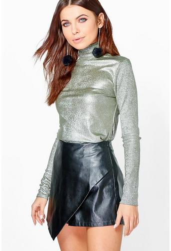 Gracie Metallic Roll Neck Top