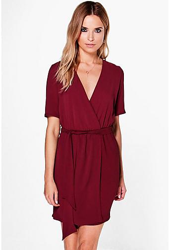 Ruby Woven Cross Over Belted Dress