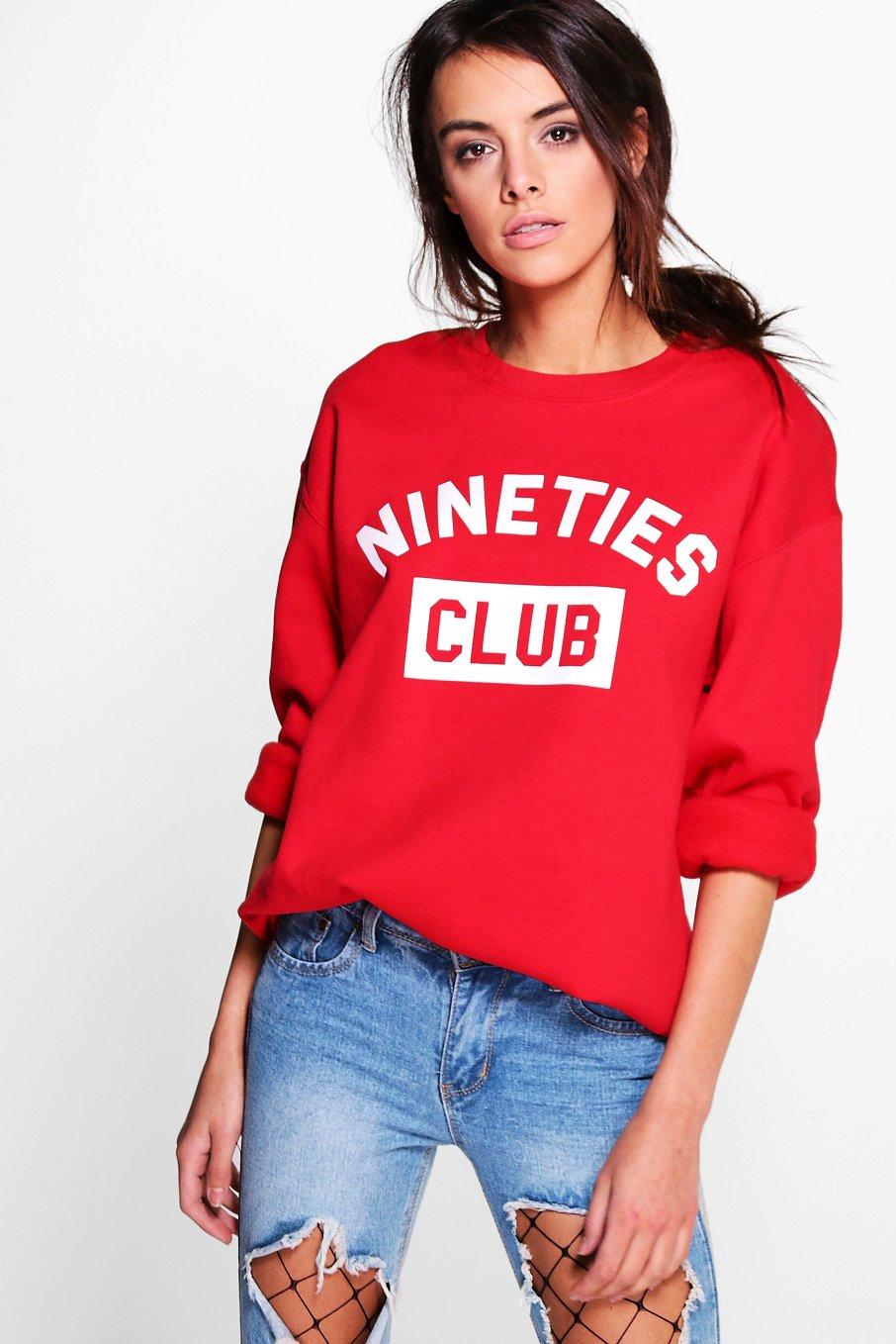 red slogan sweatshirt