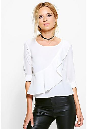 Ellie Ruffle Front Woven Top
