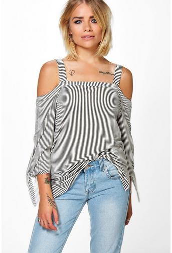 Amy Cold Shoulder Stripe Top