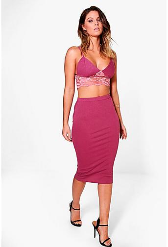 Cleo Lace Bralet & Textured Midi Skirt Co-ord