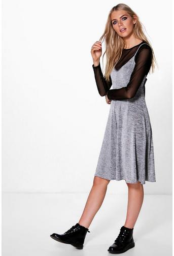 Ria Knitted Swing Playsuit + Mesh Top