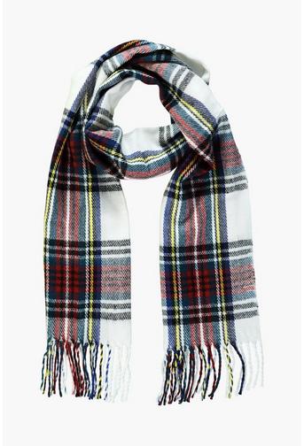 Olivia White Brushed Check Scarf