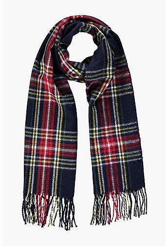 Jessica Blue Brushed Check Scarf