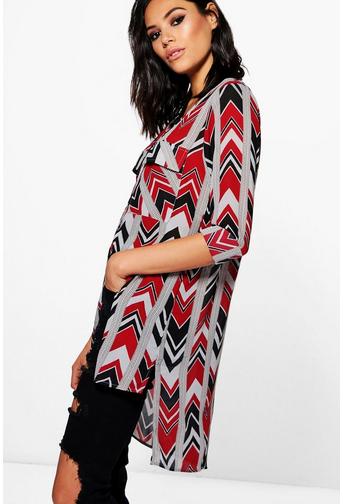 Layla Mixed Print Woven Longline Blouse