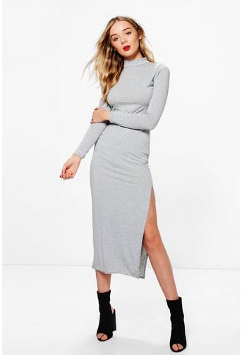 Daphne High Neck Split Side Midaxi Dress