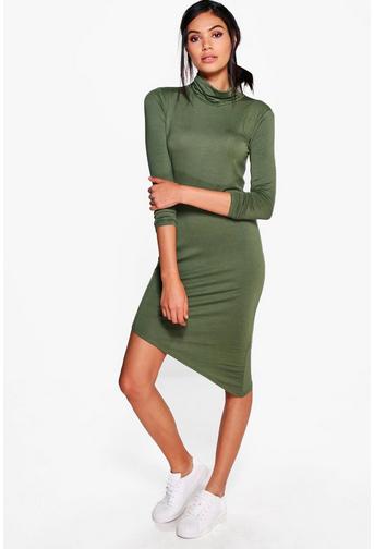 Alaina High Neck Asymmetric Shift Dress