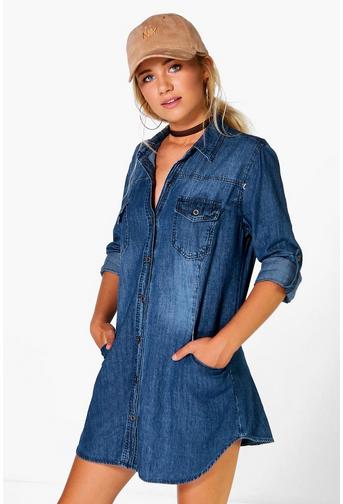 Beth Long Sleeve Denim Shirt Dress