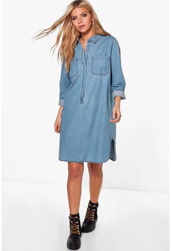 Rosin Long Sleeve Denim Shirt Dress