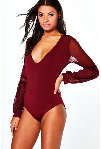 Reagan Mesh Wide Sleeve Bodysuit