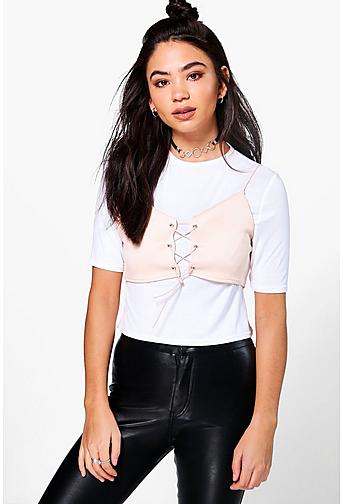 Grace 2 in 1 Ribbed Lace Up Top